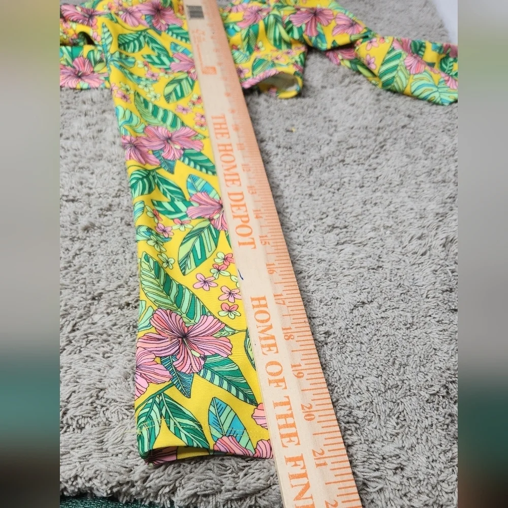Girls' Tropics Utopia Floral Printed Rash Guard Top Only - Art Class L(10/12)